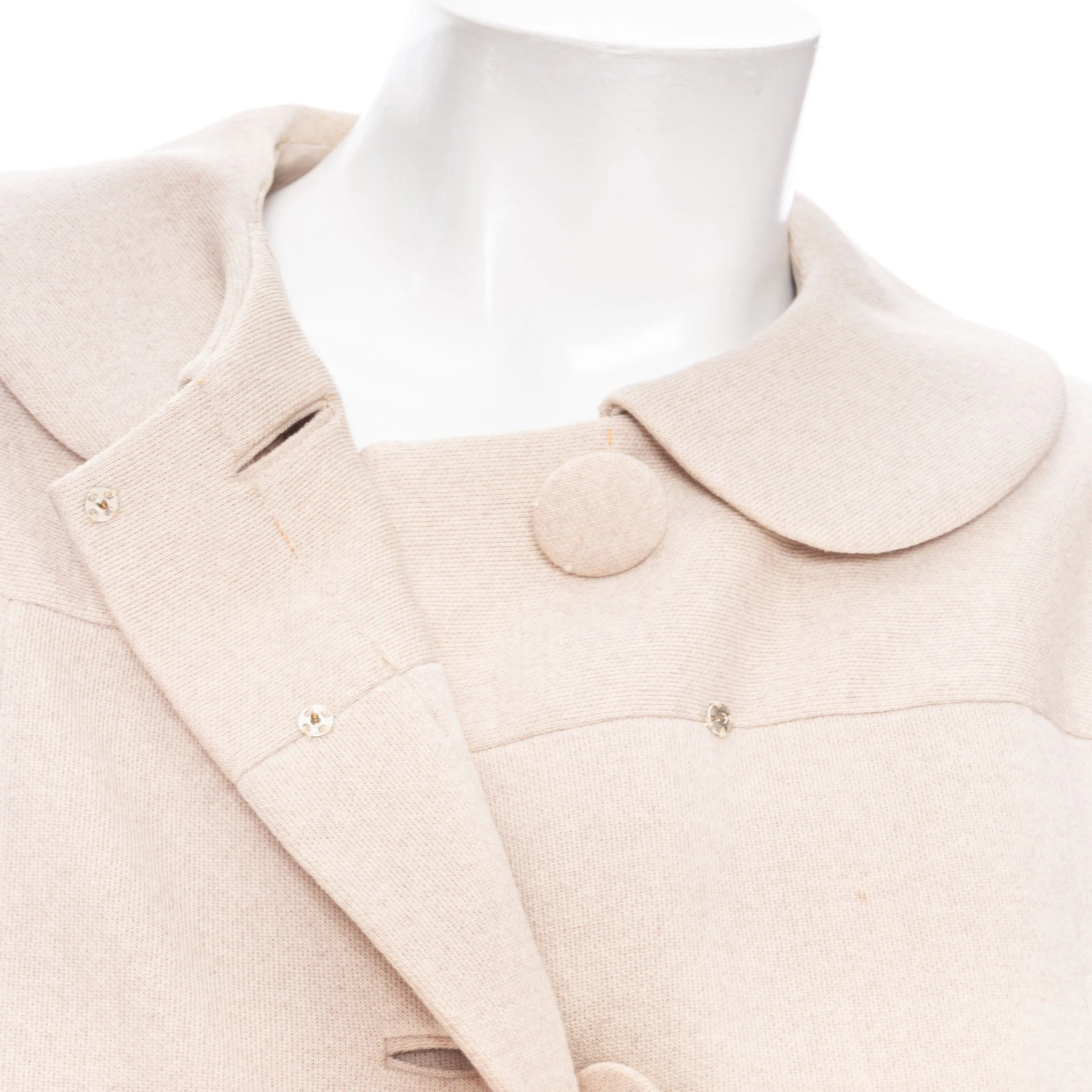 1960s Beige Wool Jersey Belted Coat