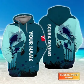 3D All Over Print Scuba Diving Skull Reaper Personalized 3D Hoodie Zip Hoodie Polo Shirt