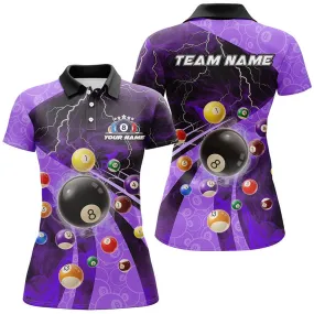 3D Billiard Balls Pool Shirts For Women Customized Lightning Billiard Jerseys Shorts Sleeve Purple, Billiard Gifts