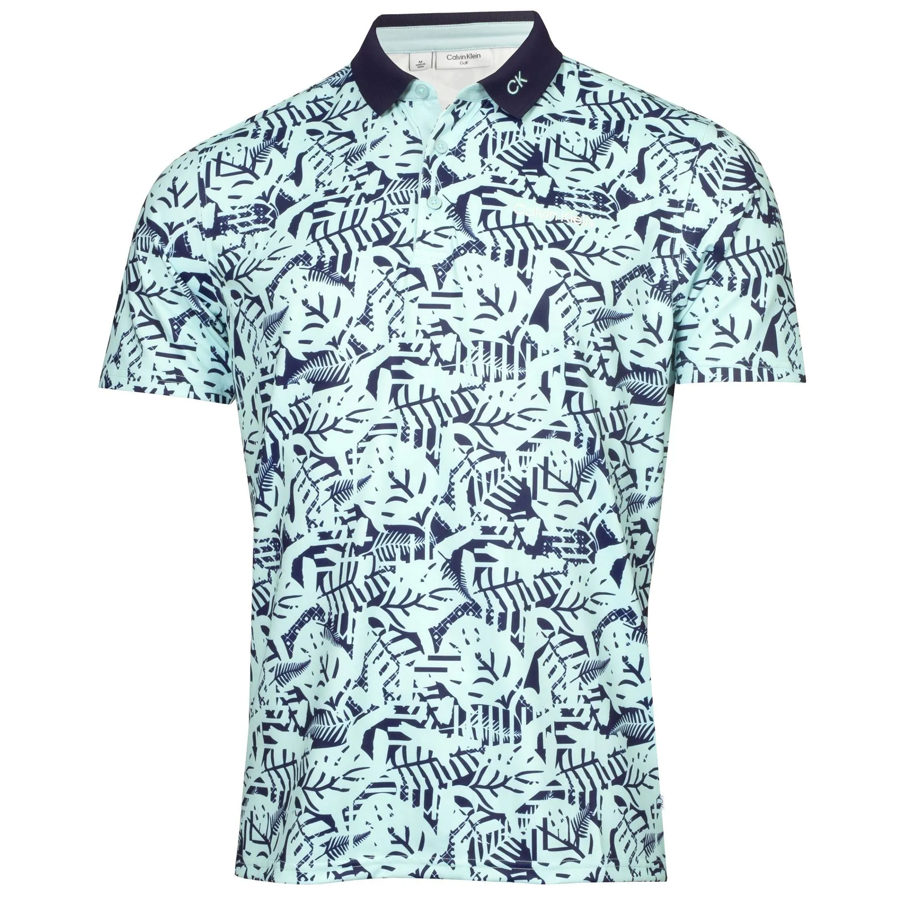 Abstract Print Stretch Polo Aqua Blue - SS24