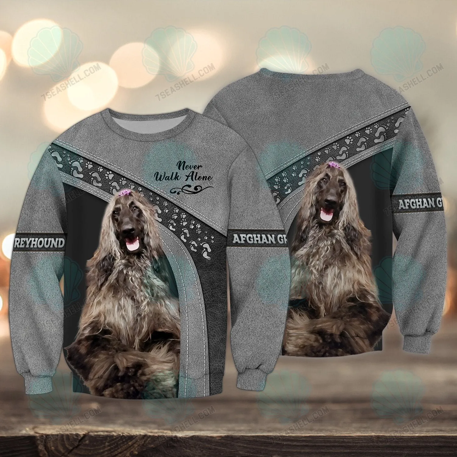 Afghan Greyhound Love Never Walk Alone 3D Full Print Shirts, Christmas Dog Memorial Gifts for loss of Dog