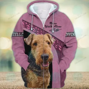 Airedales Lover Never Walk Alone 3D Full Print Shirts, Christmas Dog Memorial Gifts for loss of Dog