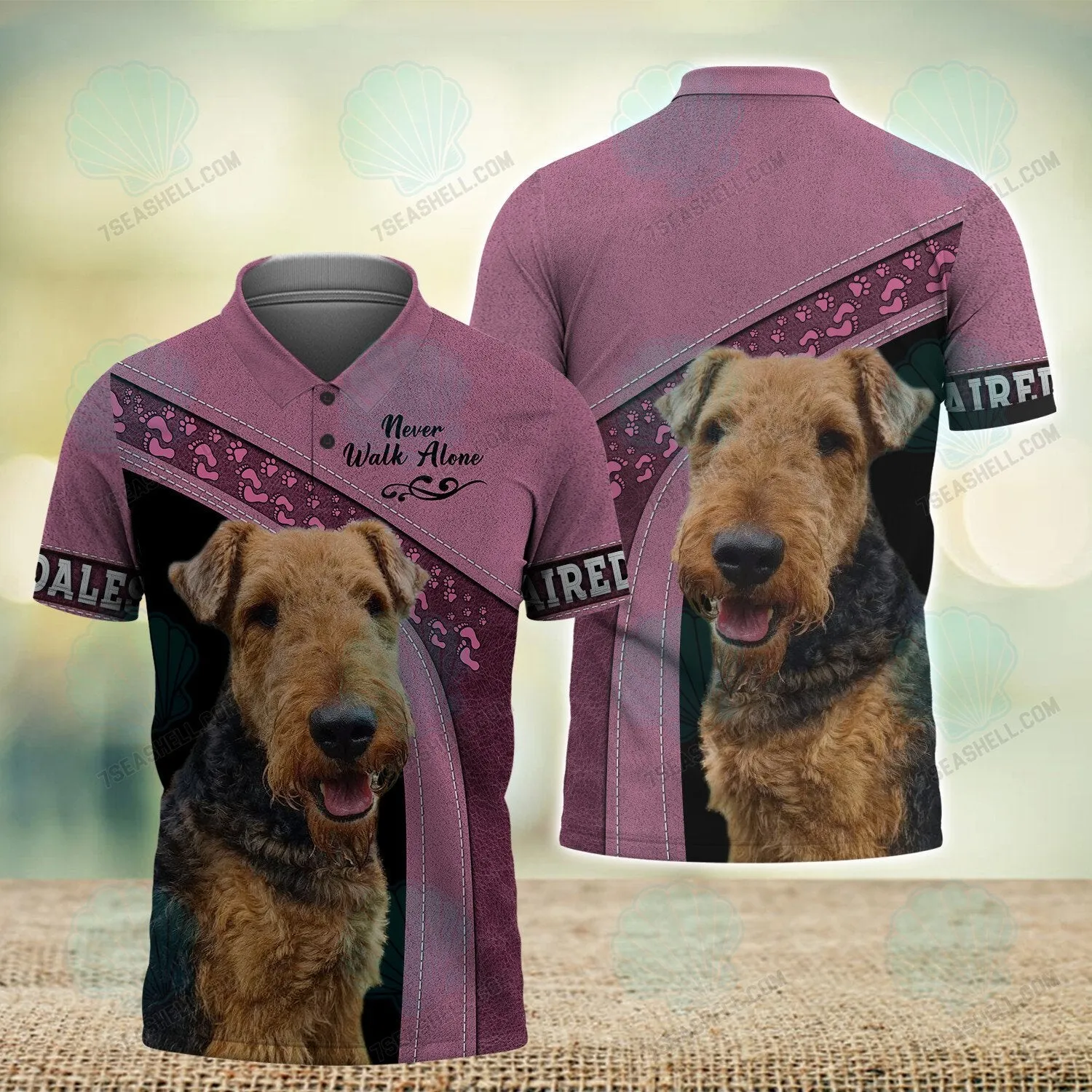 Airedales Lover Never Walk Alone 3D Full Print Shirts, Christmas Dog Memorial Gifts for loss of Dog