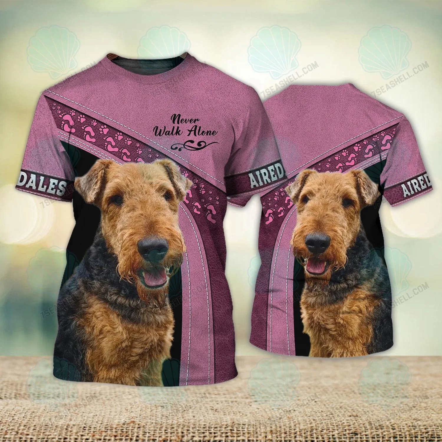 Airedales Lover Never Walk Alone 3D Full Print Shirts, Christmas Dog Memorial Gifts for loss of Dog