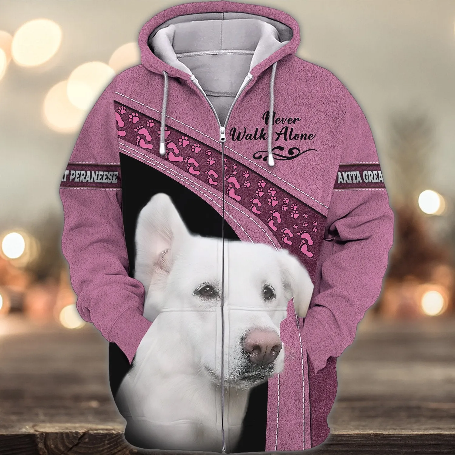 Akita Great Peraneese Love Never Walk Alone 3D Full Print Shirts, Dog Memorial Gifts for loss of Dog