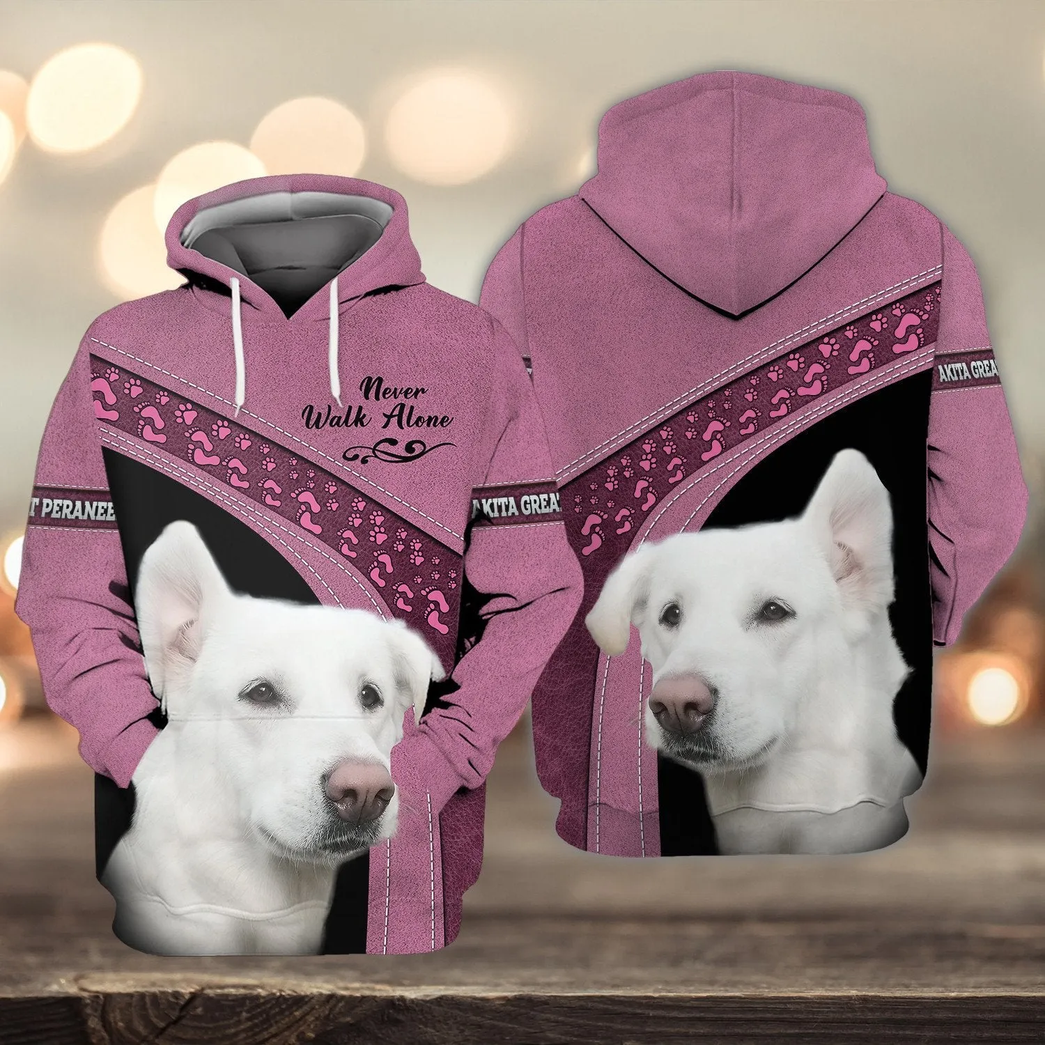 Akita Great Peraneese Love Never Walk Alone 3D Full Print Shirts, Dog Memorial Gifts for loss of Dog