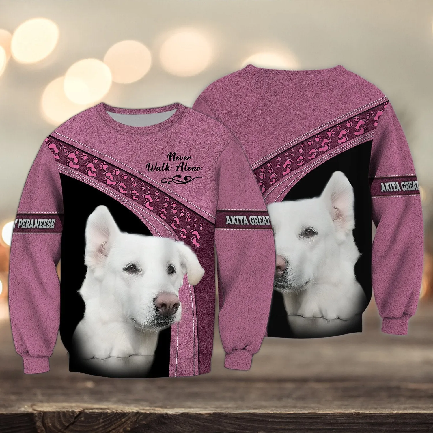 Akita Great Peraneese Love Never Walk Alone 3D Full Print Shirts, Dog Memorial Gifts for loss of Dog