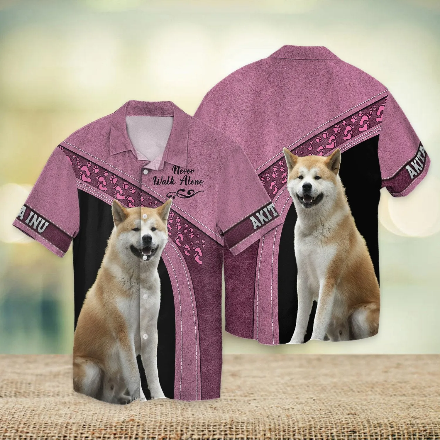 Akita Inu Love Never Walk Alone 3D Full Print Shirts, Dog Memorial Gifts for loss of Dog