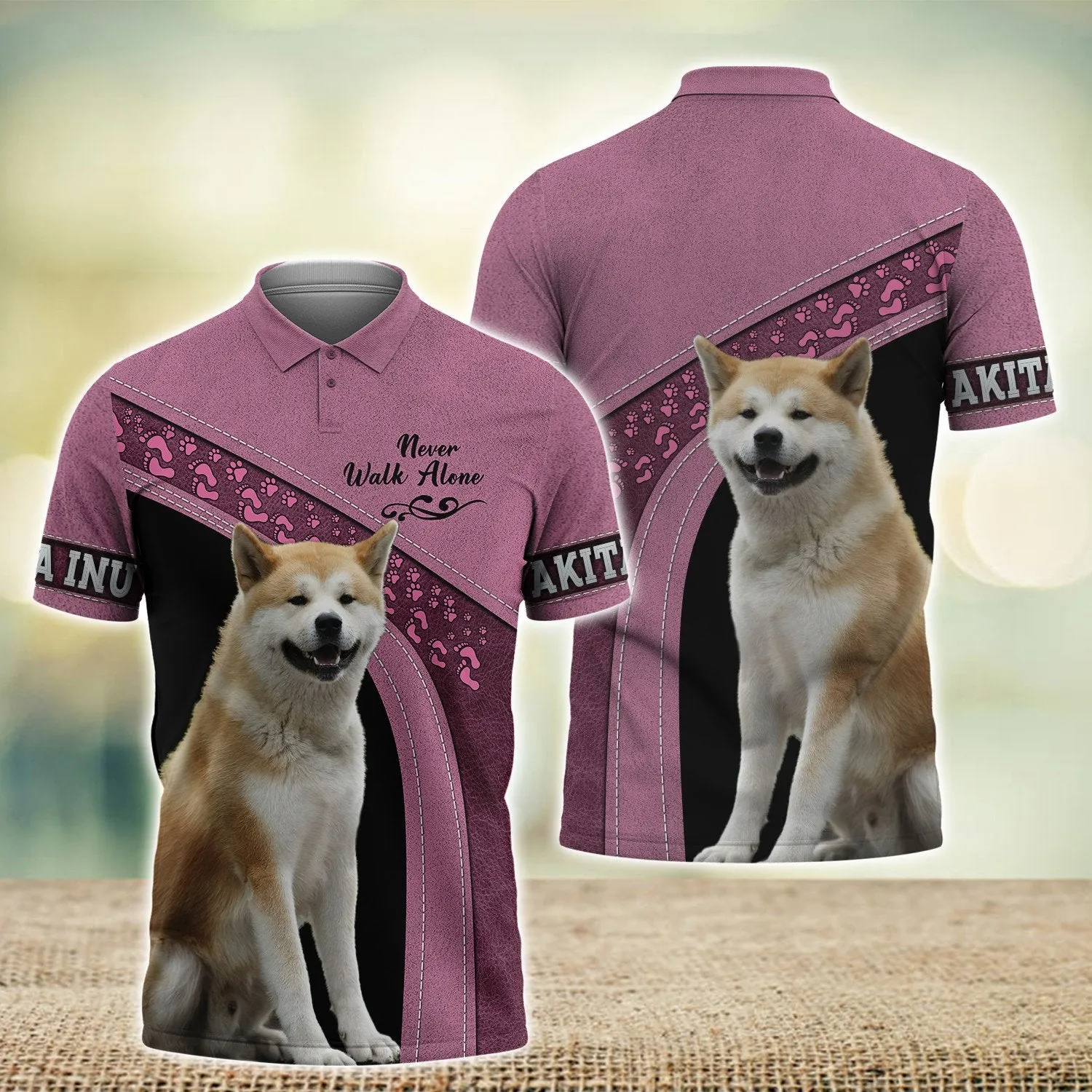 Akita Inu Love Never Walk Alone 3D Full Print Shirts, Dog Memorial Gifts for loss of Dog