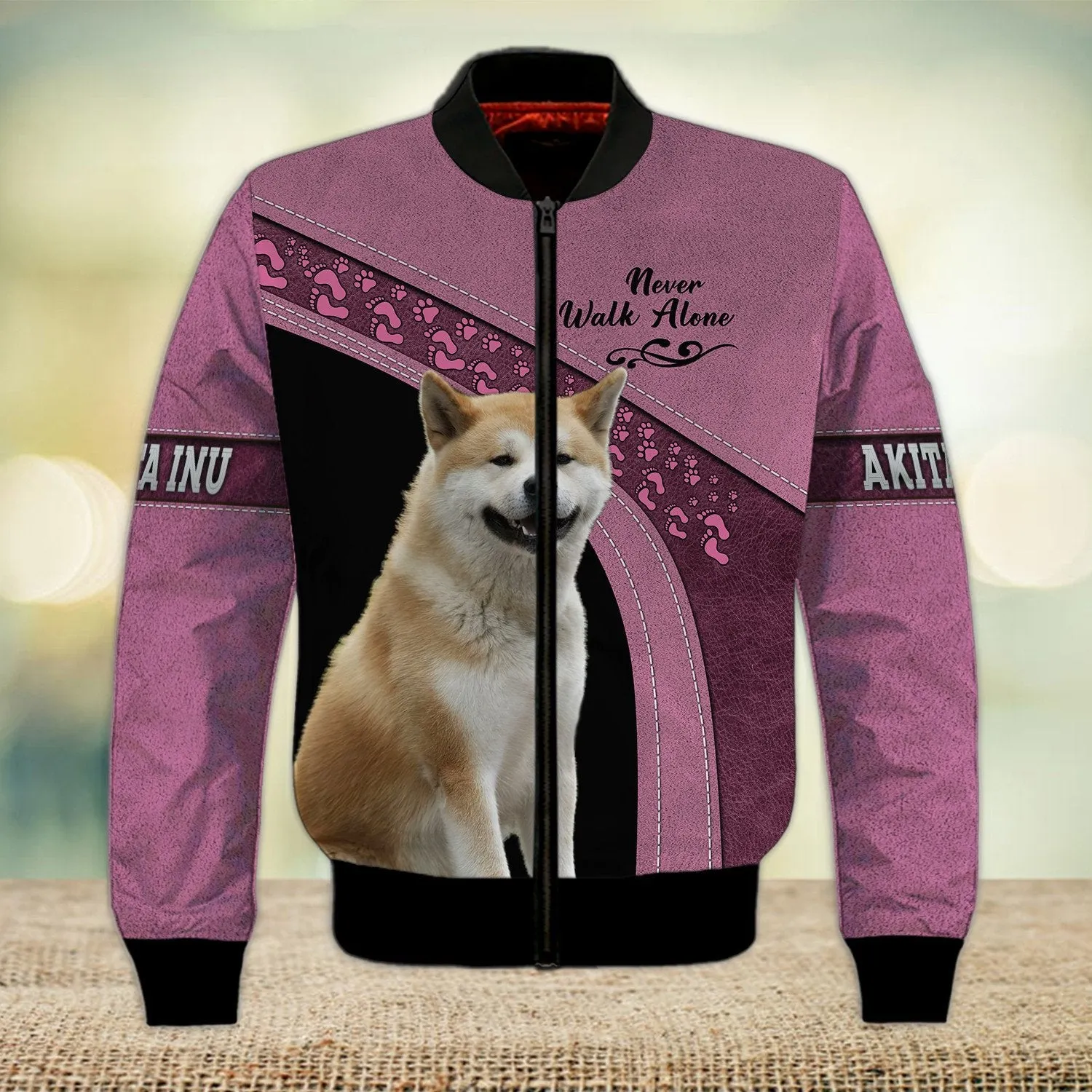 Akita Inu Love Never Walk Alone 3D Full Print Shirts, Dog Memorial Gifts for loss of Dog