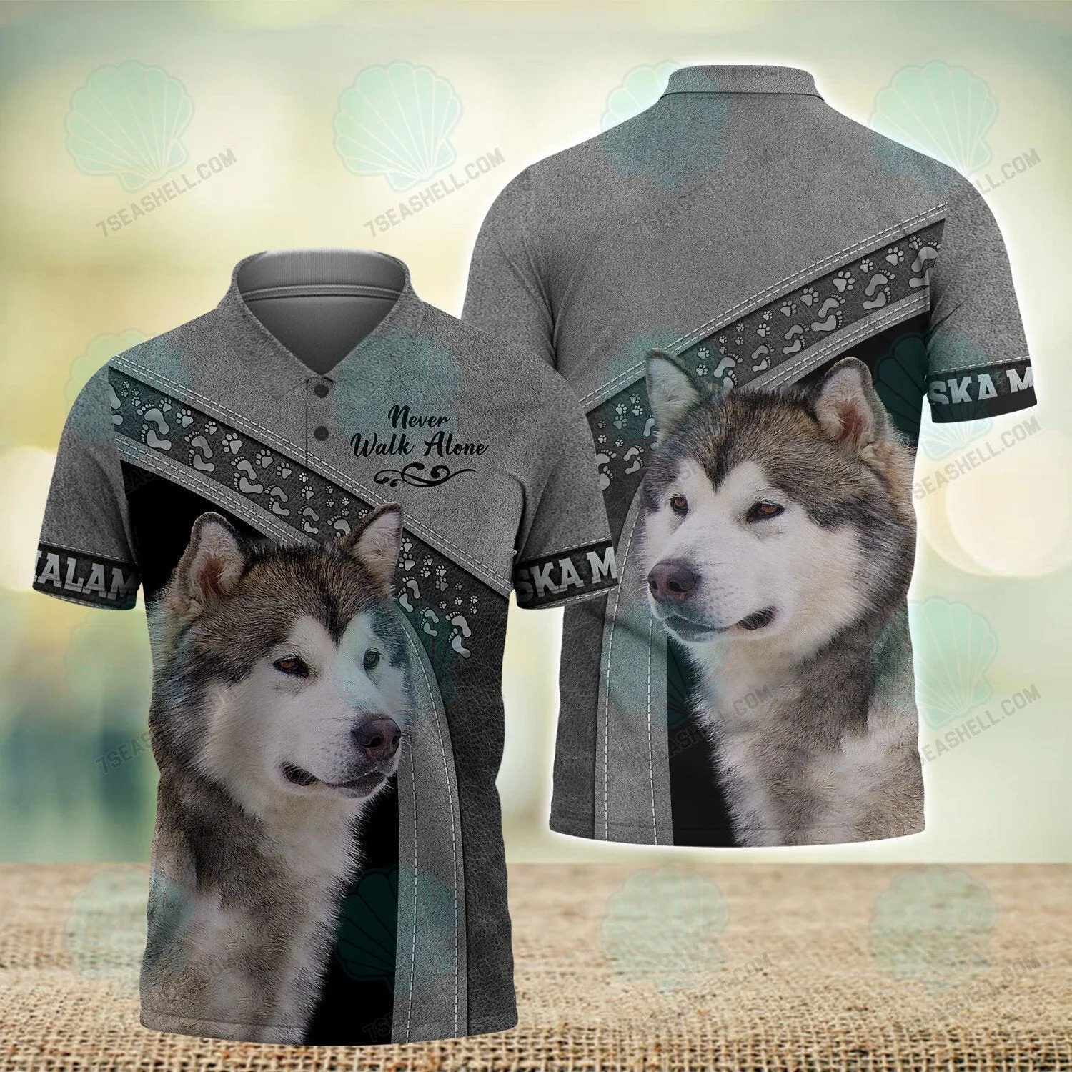 Alaska Malamute Grey Love Never Walk Alone 3D Full Print Shirts, Christmas Dog Memorial Gifts for loss of Dog