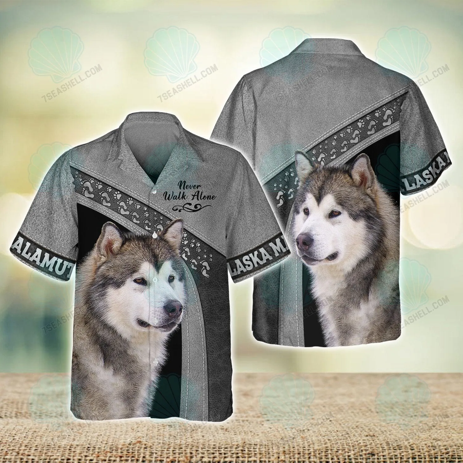 Alaska Malamute Grey Love Never Walk Alone 3D Full Print Shirts, Christmas Dog Memorial Gifts for loss of Dog