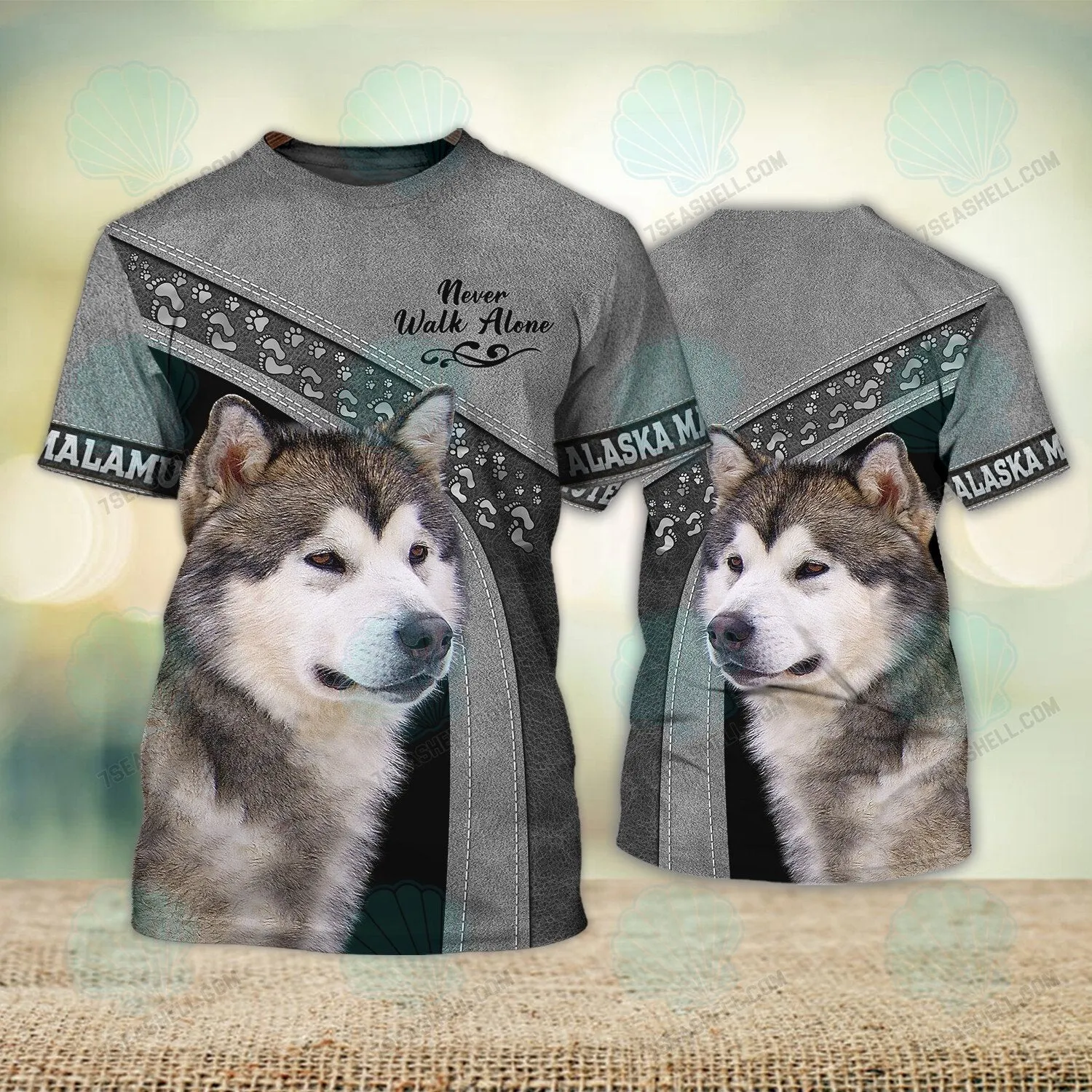 Alaska Malamute Grey Love Never Walk Alone 3D Full Print Shirts, Christmas Dog Memorial Gifts for loss of Dog