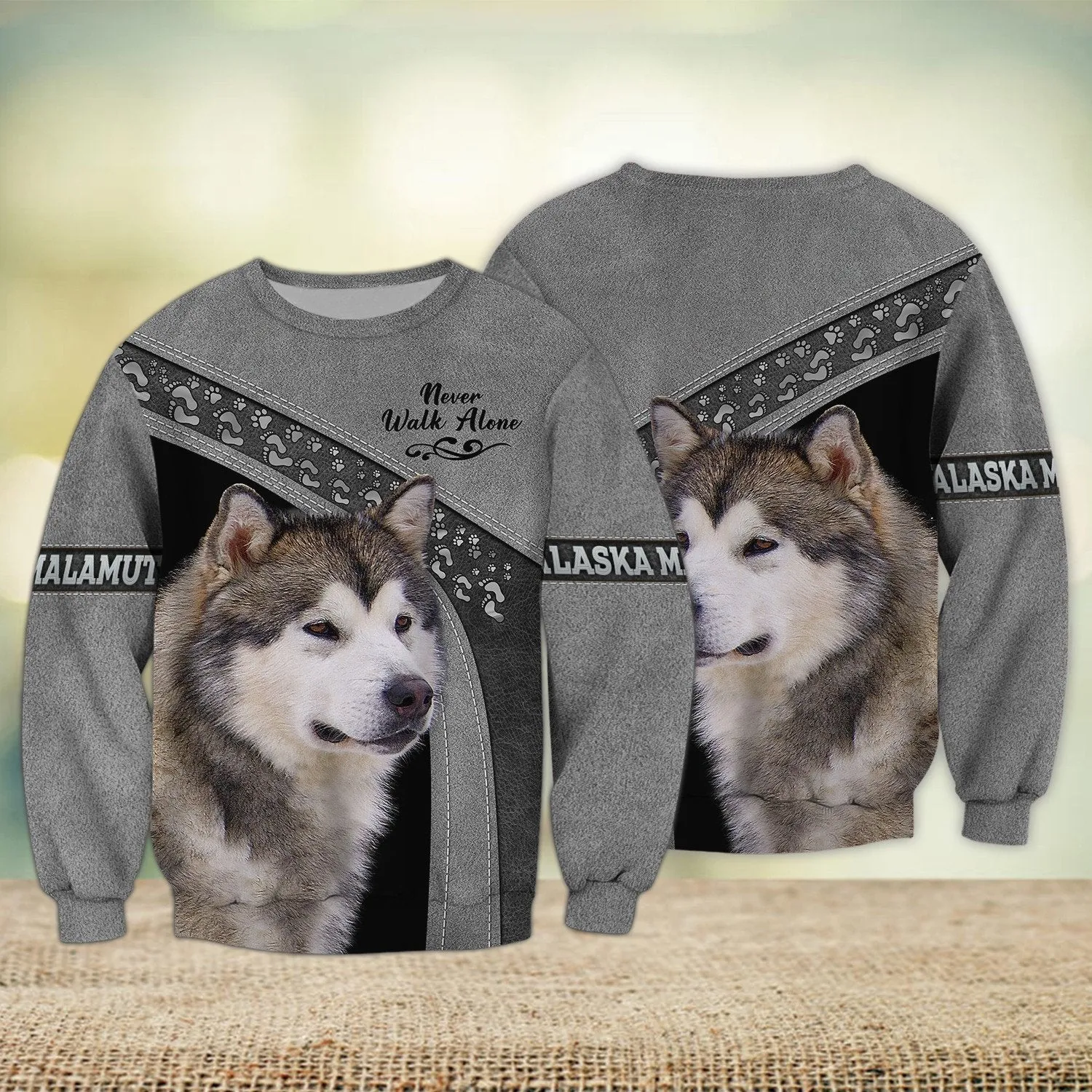 Alaska Malamute Grey Love Never Walk Alone 3D Full Print Shirts, Shirt For Dog Lovers, Dog Memorial Gifts for loss of Dog