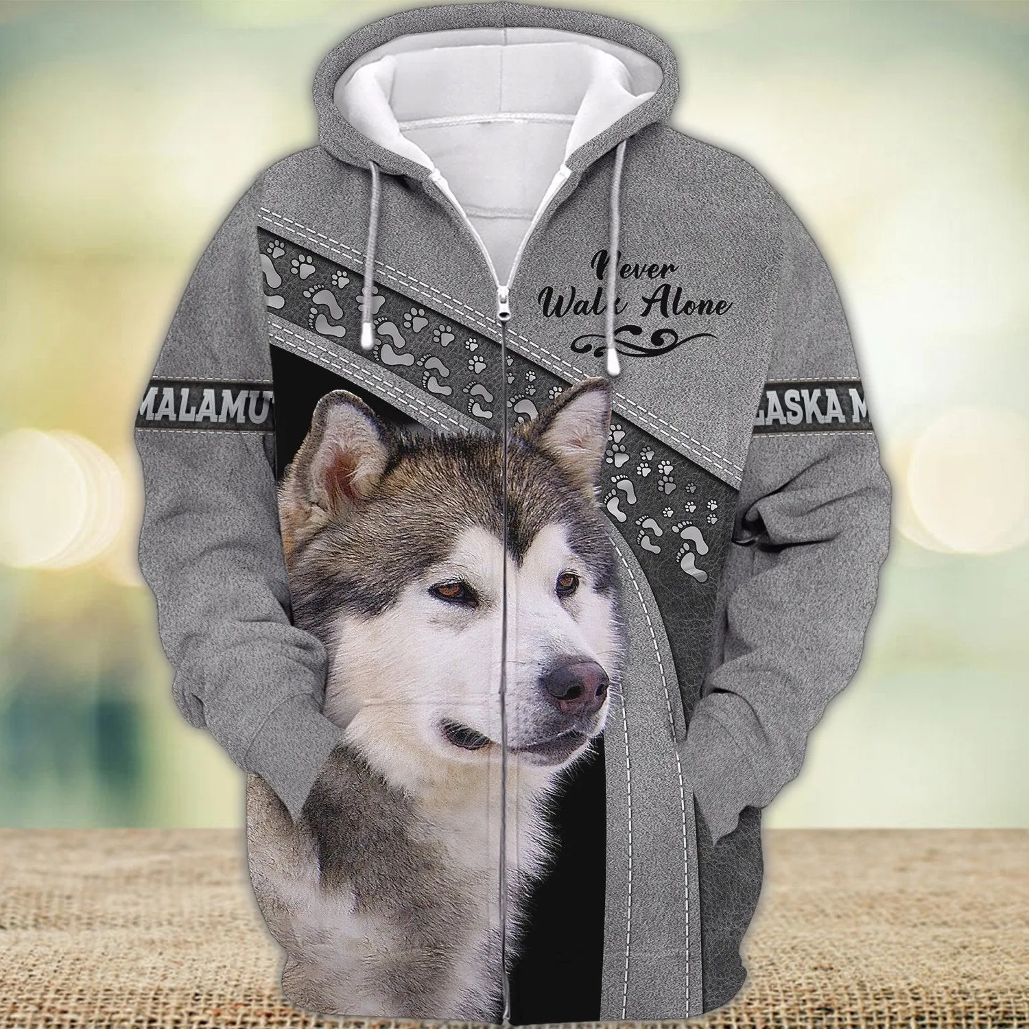 Alaska Malamute Grey Love Never Walk Alone 3D Full Print Shirts, Shirt For Dog Lovers, Dog Memorial Gifts for loss of Dog