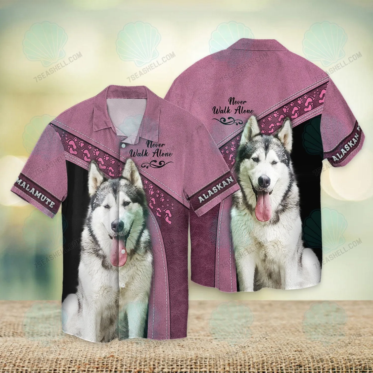 Alaskan Malamute Pink Never Walk Alone 3D Full Print Shirts, Christmas Dog Memorial Gifts for loss of Dog