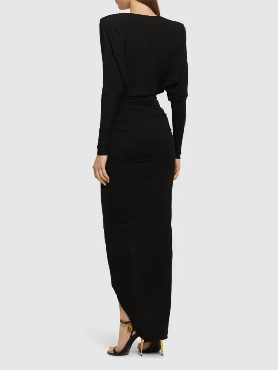 Alexandre Vauthier   Draped jersey l/s midi wrap dress 