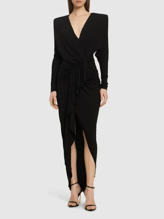 Alexandre Vauthier   Draped jersey l/s midi wrap dress 