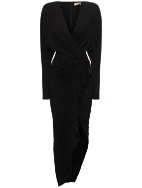 Alexandre Vauthier   Draped jersey l/s midi wrap dress 