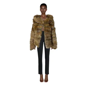 ALICE   OLIVIA Hooded 'Nadia' Brown Coat | Size L