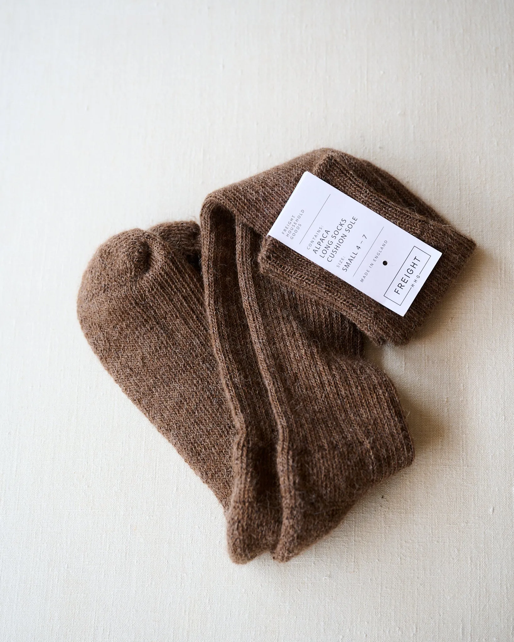 Alpaca Long Socks with Cushion Sole - Brown