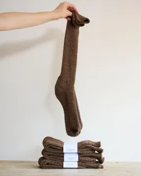 Alpaca Long Socks with Cushion Sole - Brown