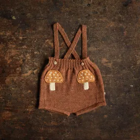 Alpaca Mushroom Pocket Suspender Shorts - Hazelnut