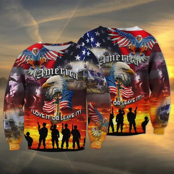 America Veteran 3D All Over Print Shirt, Love Veteran Hoodie, Veteran Polo Shirt Men, Gift For Dad Veteran