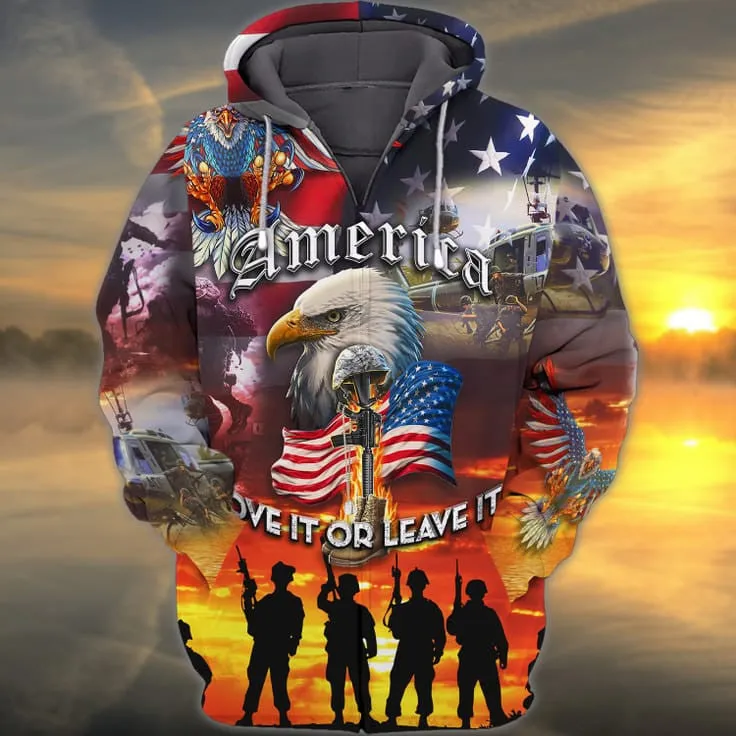 America Veteran 3D All Over Print Shirt, Love Veteran Hoodie, Veteran Polo Shirt Men, Gift For Dad Veteran