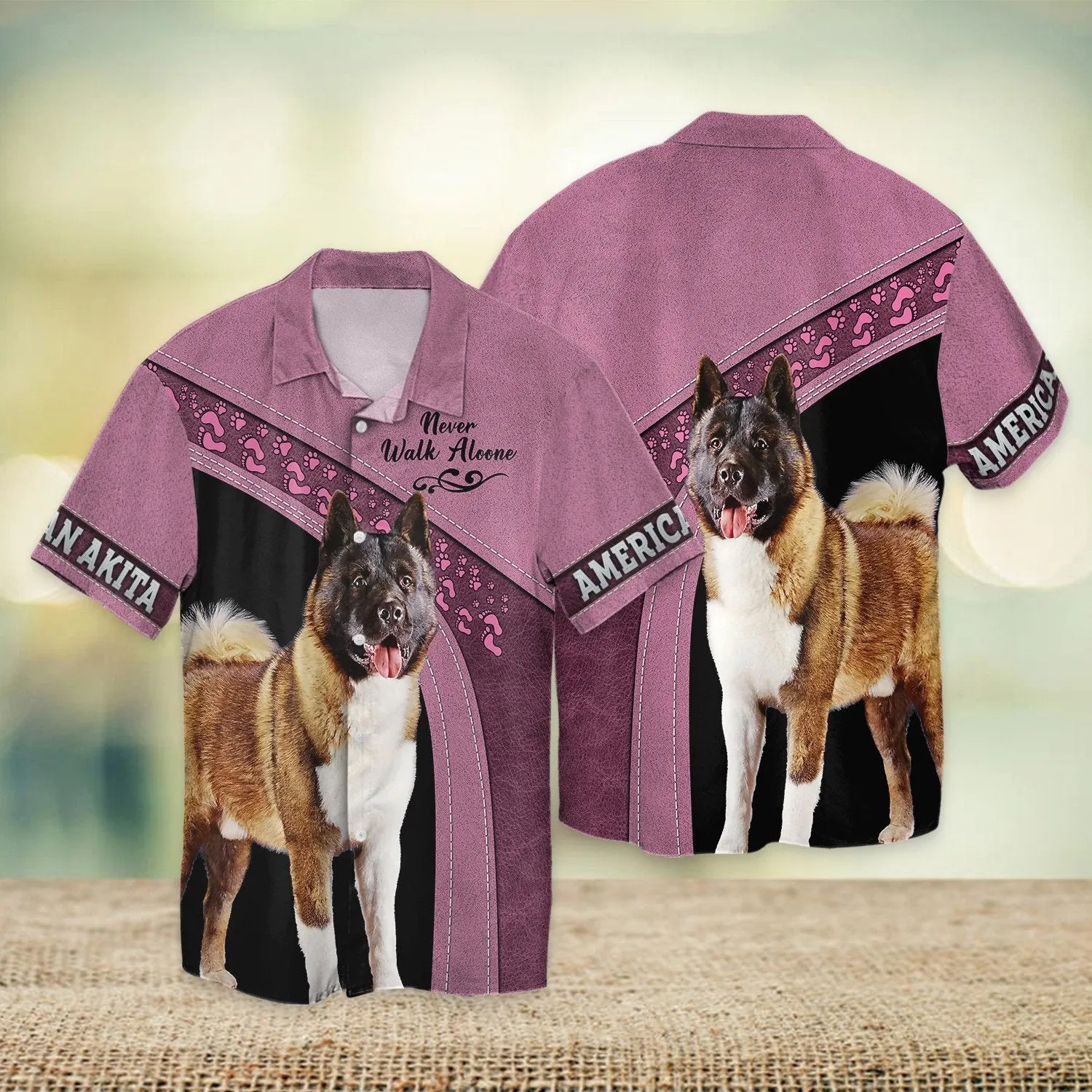 American Akita Love Never Walk Alone 3D Full Print Shirts, Dog Memorial Gifts for loss of Dog