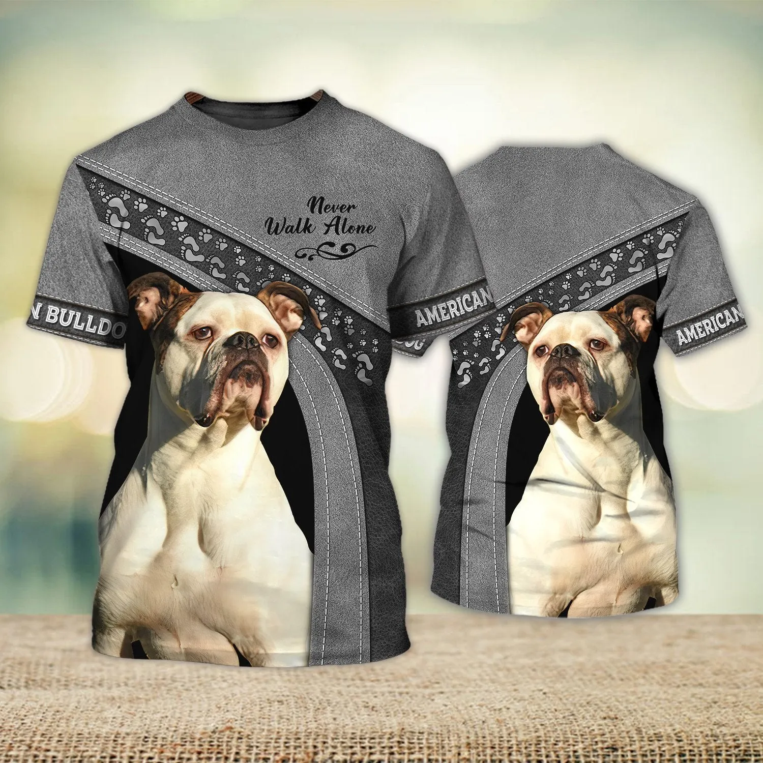 American Bulldog Never Walk Alone 3D Full Print Shirts, Shirt For Dog Lovers, Dog Memorial Gifts for loss of Dog