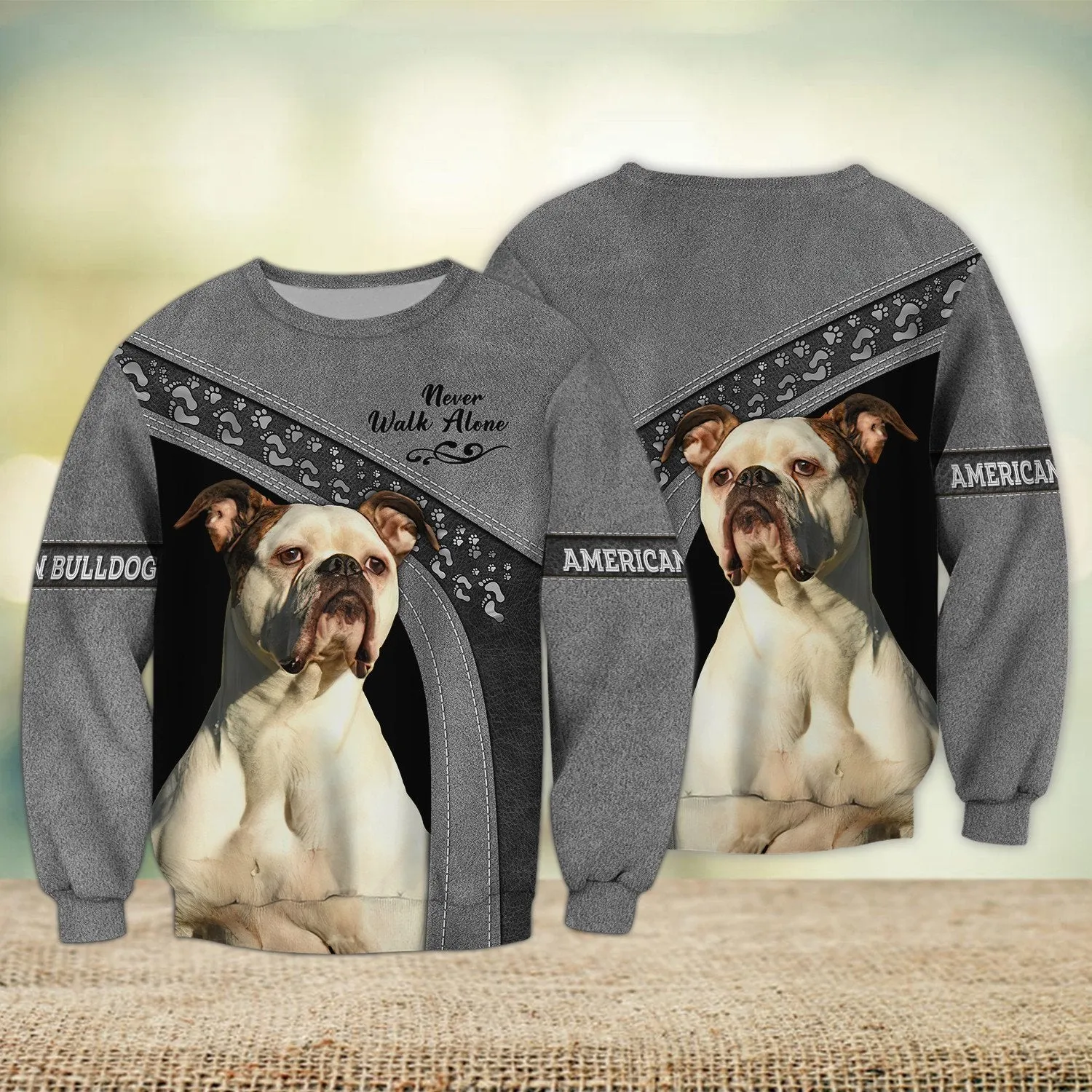 American Bulldog Never Walk Alone 3D Full Print Shirts, Shirt For Dog Lovers, Dog Memorial Gifts for loss of Dog