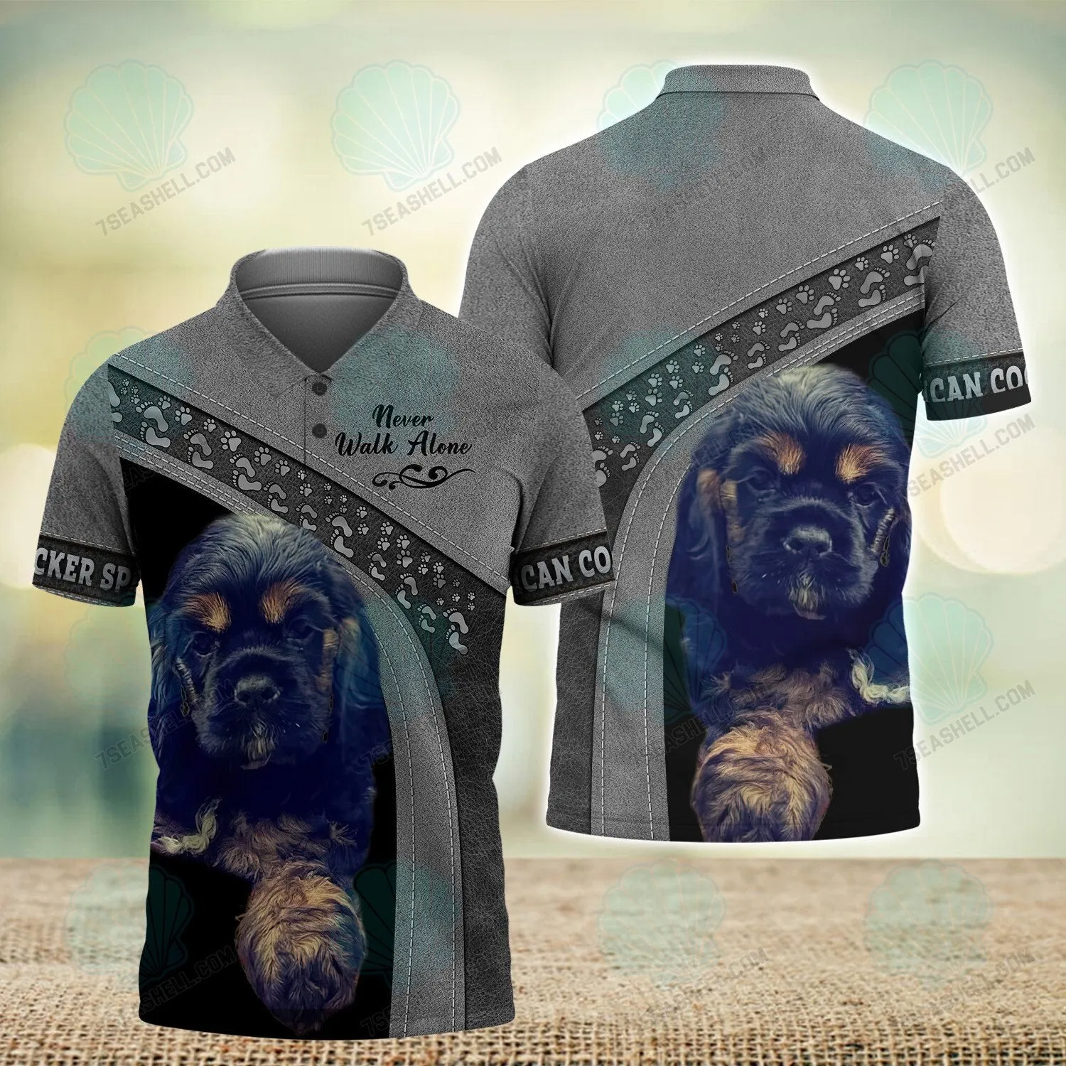 American Cocker Spaniel Never Walk Alone 3D Full Print Shirts, Christmas Shirt for Dog Lovers