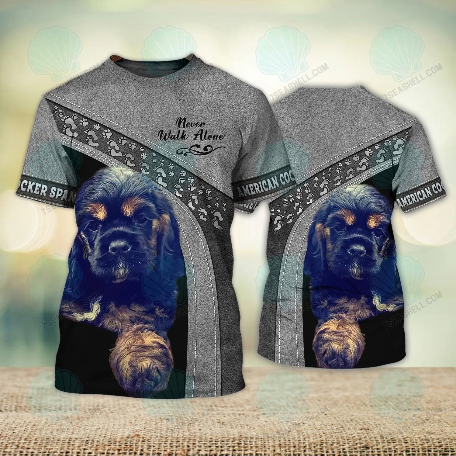 American Cocker Spaniel Never Walk Alone 3D Full Print Shirts, Christmas Shirt for Dog Lovers