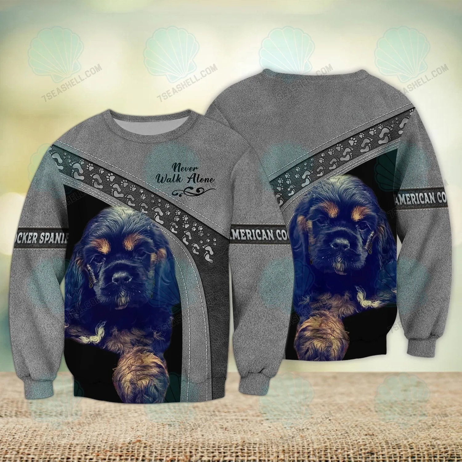 American Cocker Spaniel Never Walk Alone 3D Full Print Shirts, Christmas Shirt for Dog Lovers