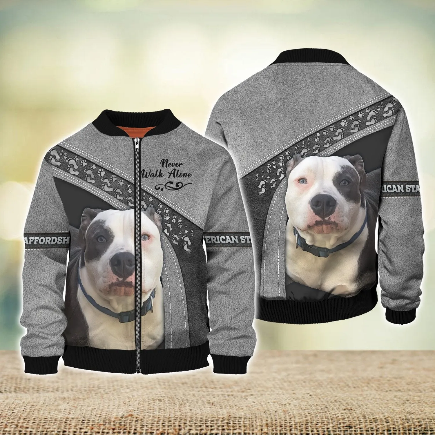 American Staffordshire Never Walk Alone 3D Full Print Shirts, Shirt For Dog Lovers, Dog Memorial Gifts for loss of Dog