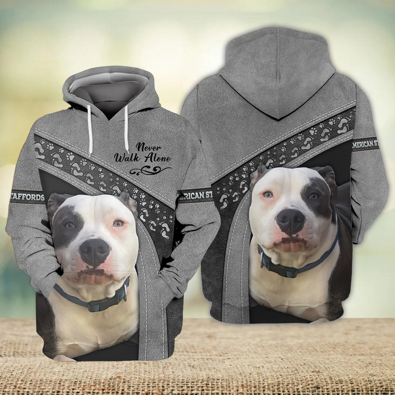 American Staffordshire Never Walk Alone 3D Full Print Shirts, Shirt For Dog Lovers, Dog Memorial Gifts for loss of Dog