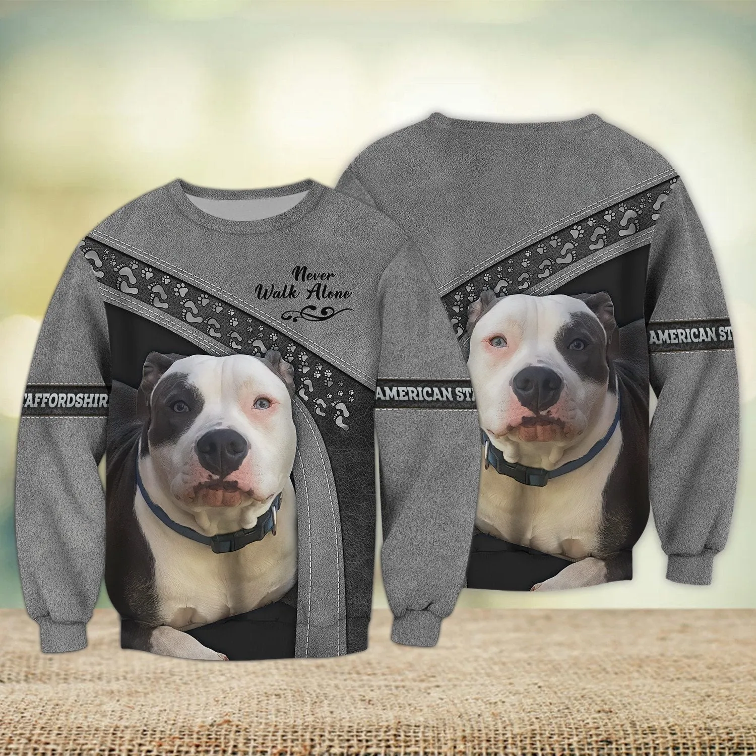 American Staffordshire Never Walk Alone 3D Full Print Shirts, Shirt For Dog Lovers, Dog Memorial Gifts for loss of Dog