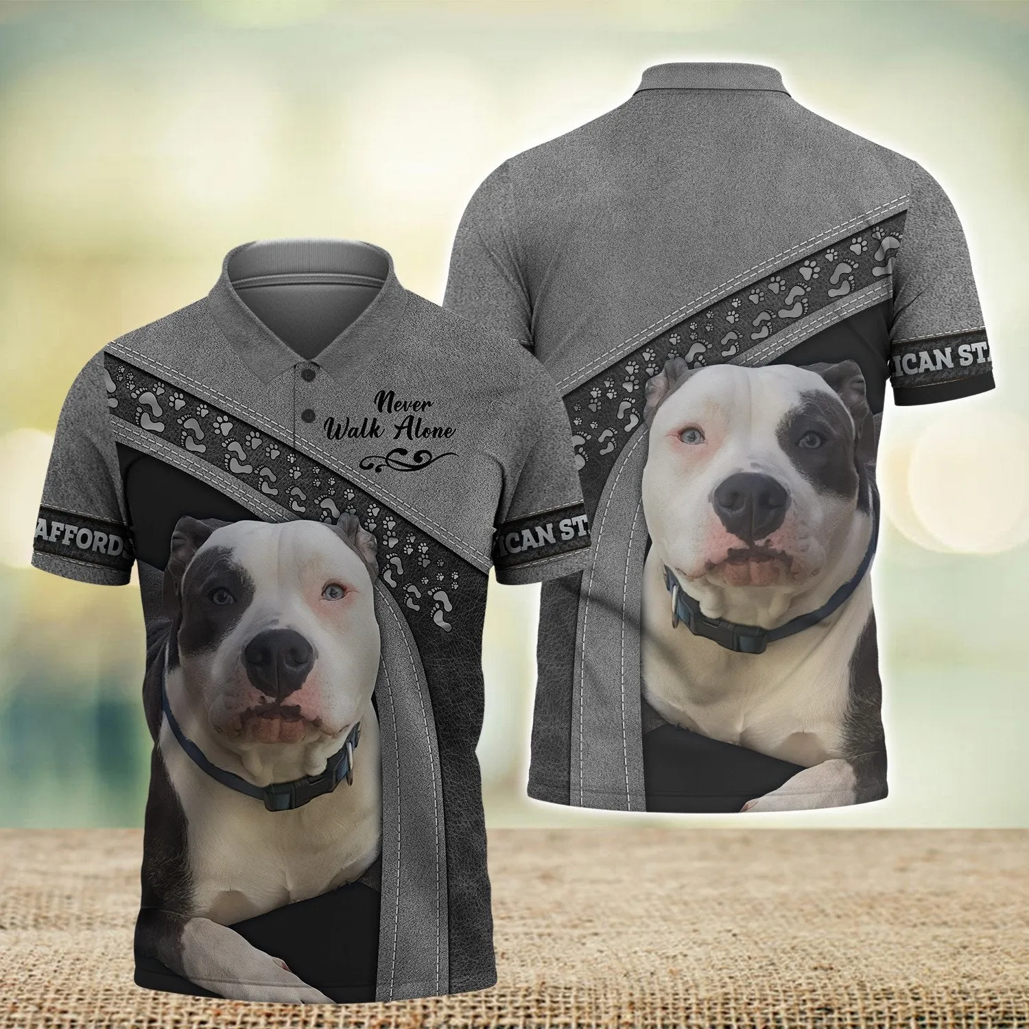 American Staffordshire Never Walk Alone 3D Full Print Shirts, Shirt For Dog Lovers, Dog Memorial Gifts for loss of Dog