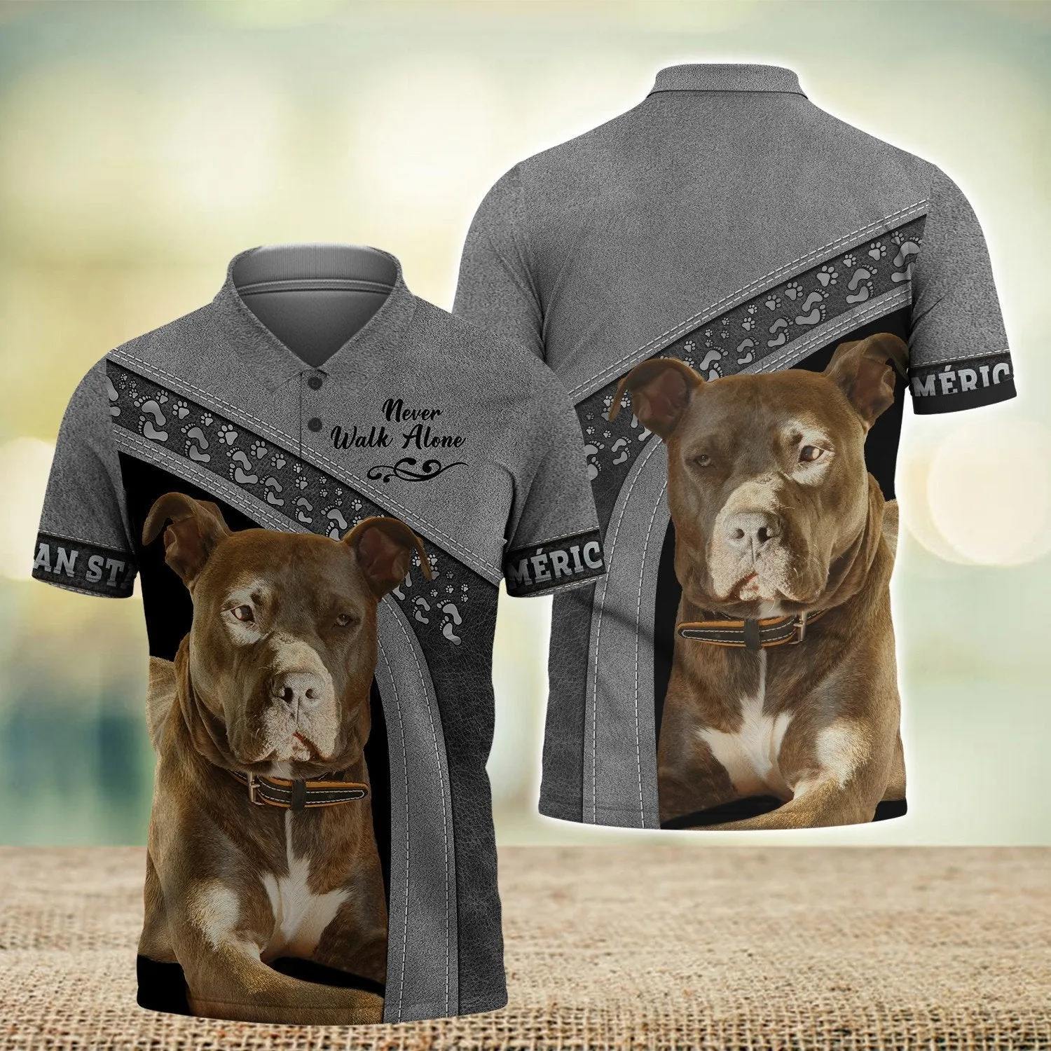 American Staffordshire Terrier Love Never Walk Alone 3D Full Print Shirts, Shirt For Dog Lovers, Dog Memorial Gifts for loss of Dog