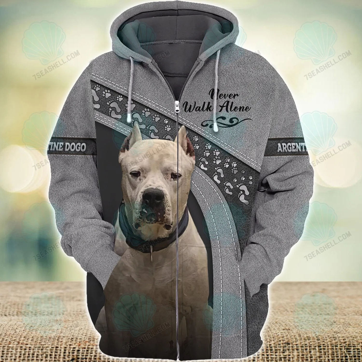 Argentine Dogo Love Never Walk Alone 3D Full Print Shirts, Christmas Dog Memorial Gifts for loss of Dog