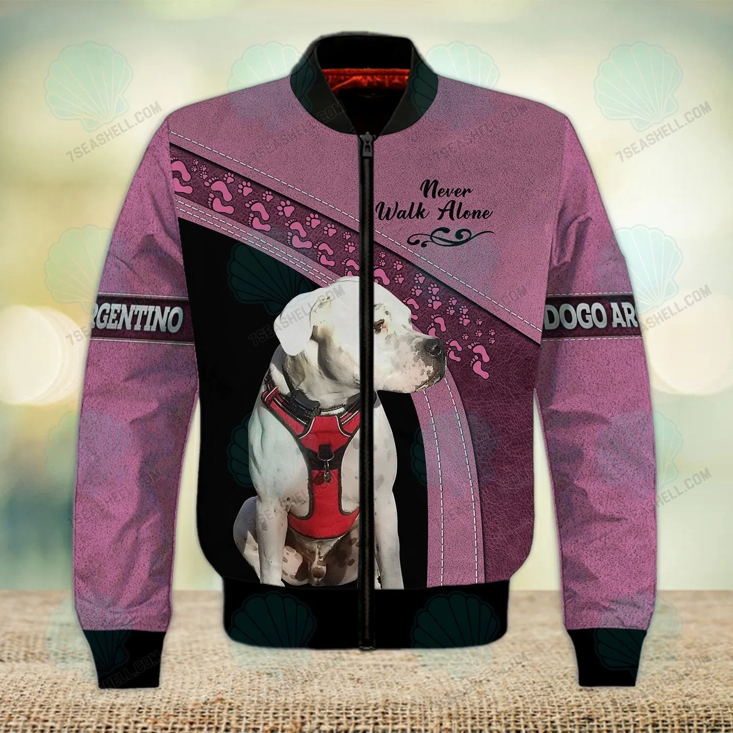 Argentine Dogo Love Pink Never Walk Alone 3D Full Print Shirts, Christmas Dog Memorial Gifts for loss of Dog