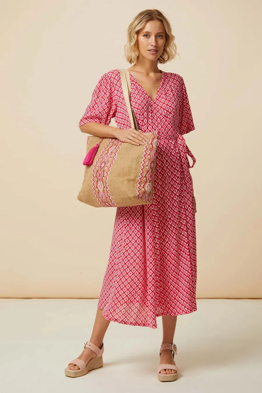 ASPIGA SHELLEY WRAP DRESS CERISE PINK