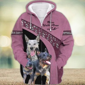 Australian Cattle Love Never Walk Alone 3D Full Print Shirts, Dog Memorial Gifts for loss of Dog