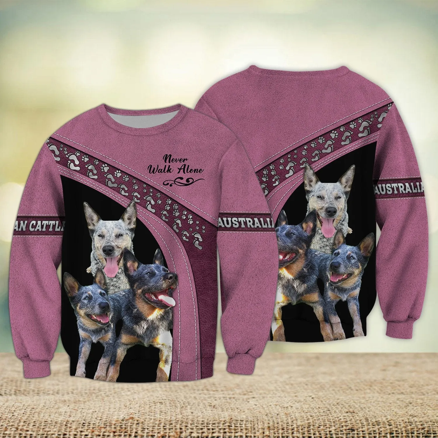 Australian Cattle Love Never Walk Alone 3D Full Print Shirts, Dog Memorial Gifts for loss of Dog