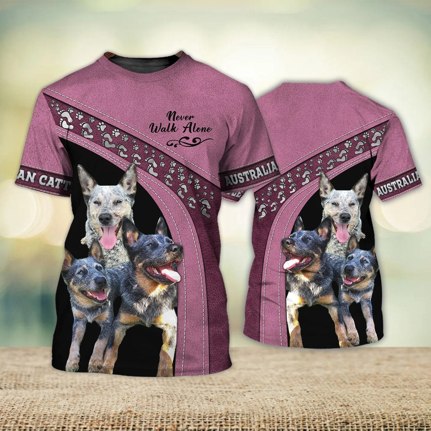 Australian Cattle Love Never Walk Alone 3D Full Print Shirts, Dog Memorial Gifts for loss of Dog