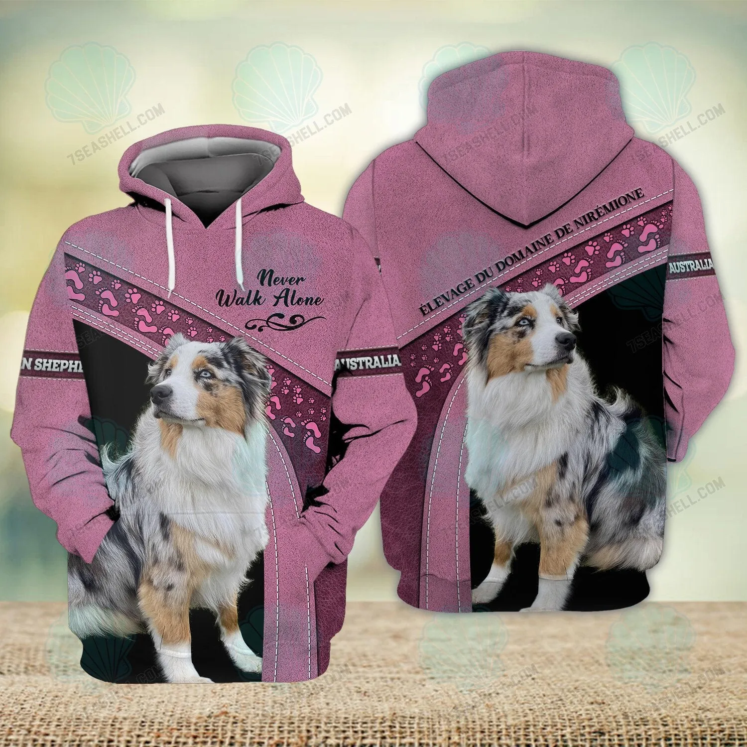 Australian Shepherd Love Never Walk Alone 3D Full Print Christmas Shirts