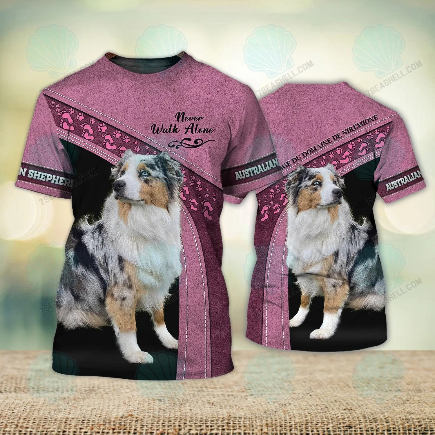 Australian Shepherd Love Never Walk Alone 3D Full Print Christmas Shirts