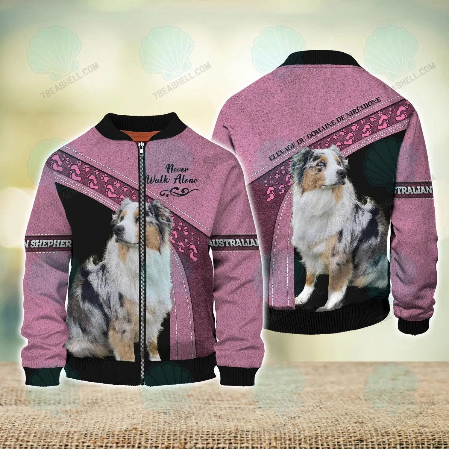 Australian Shepherd Love Never Walk Alone 3D Full Print Christmas Shirts