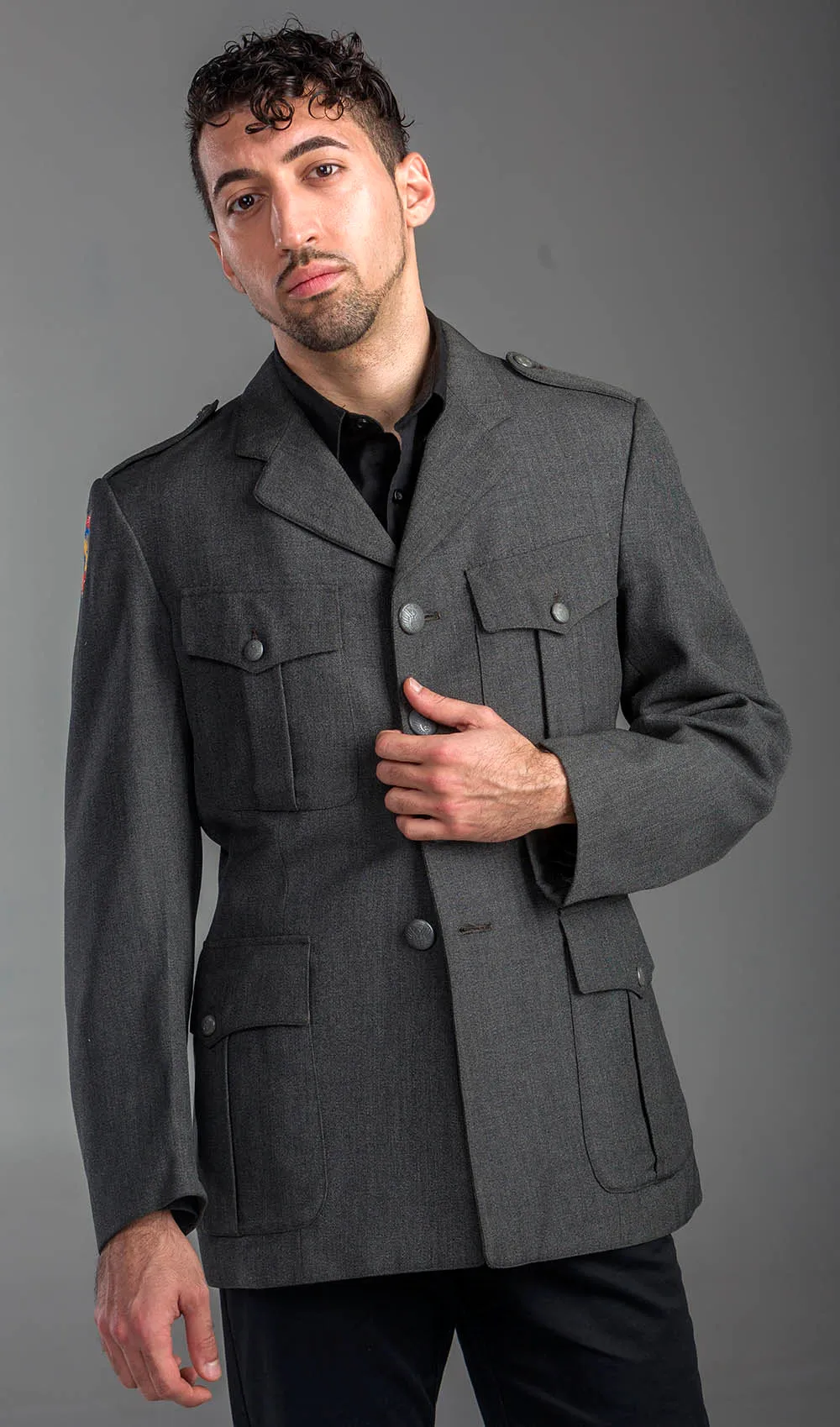 Authentic Charcoal Military Style Blazer